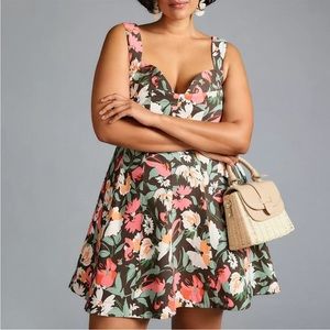 Anthropologie 1X Sweetheart Floral Plus Mini Dress NWOT